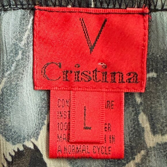 V Cristina Unique Sheer Animal Print Ruffled Blouse Size L - Picture 7 of 9